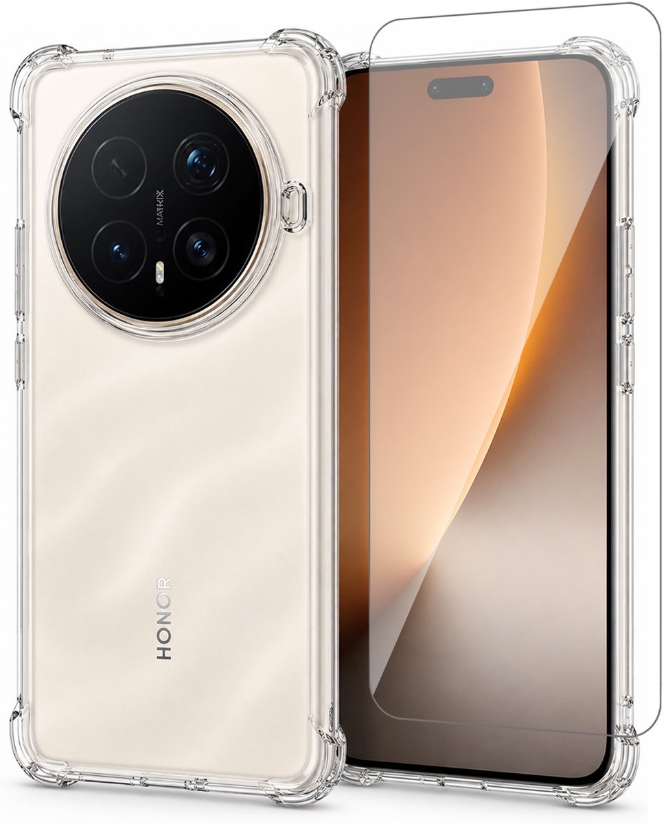 Hoesje geschikt voor Honor Magic 8 Pro – CrystalClear Back Cover – Schokbestendig – Met Screenprotector Glas
