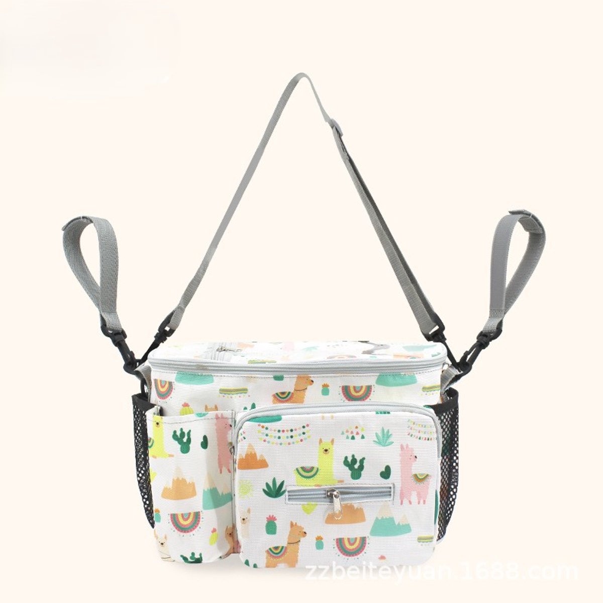 Organizer-tas voor kinderwagen – Universele, waterdichte opbergtas met verstelbare schouderriem – Ruime kinderwagen-organizer, Kleur 7
