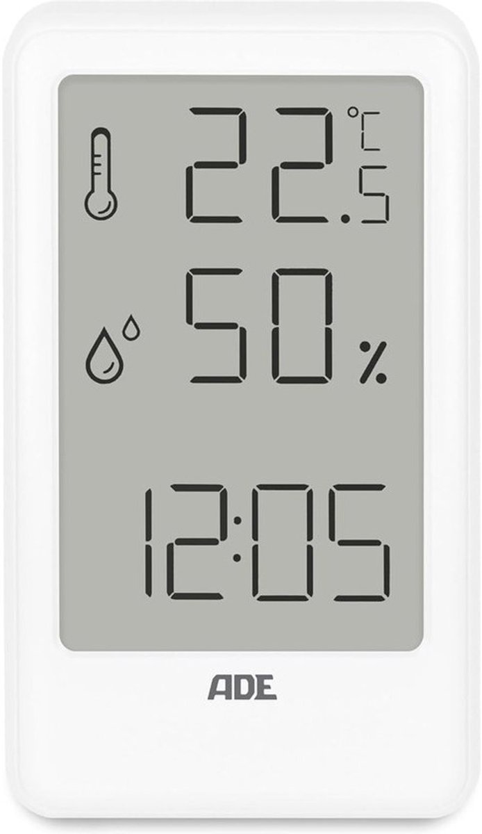 Digitale Hygrometer en Thermometer voor Binnen - Vochtmeter en Klok met Temperatuur en Luchtvochtigheid