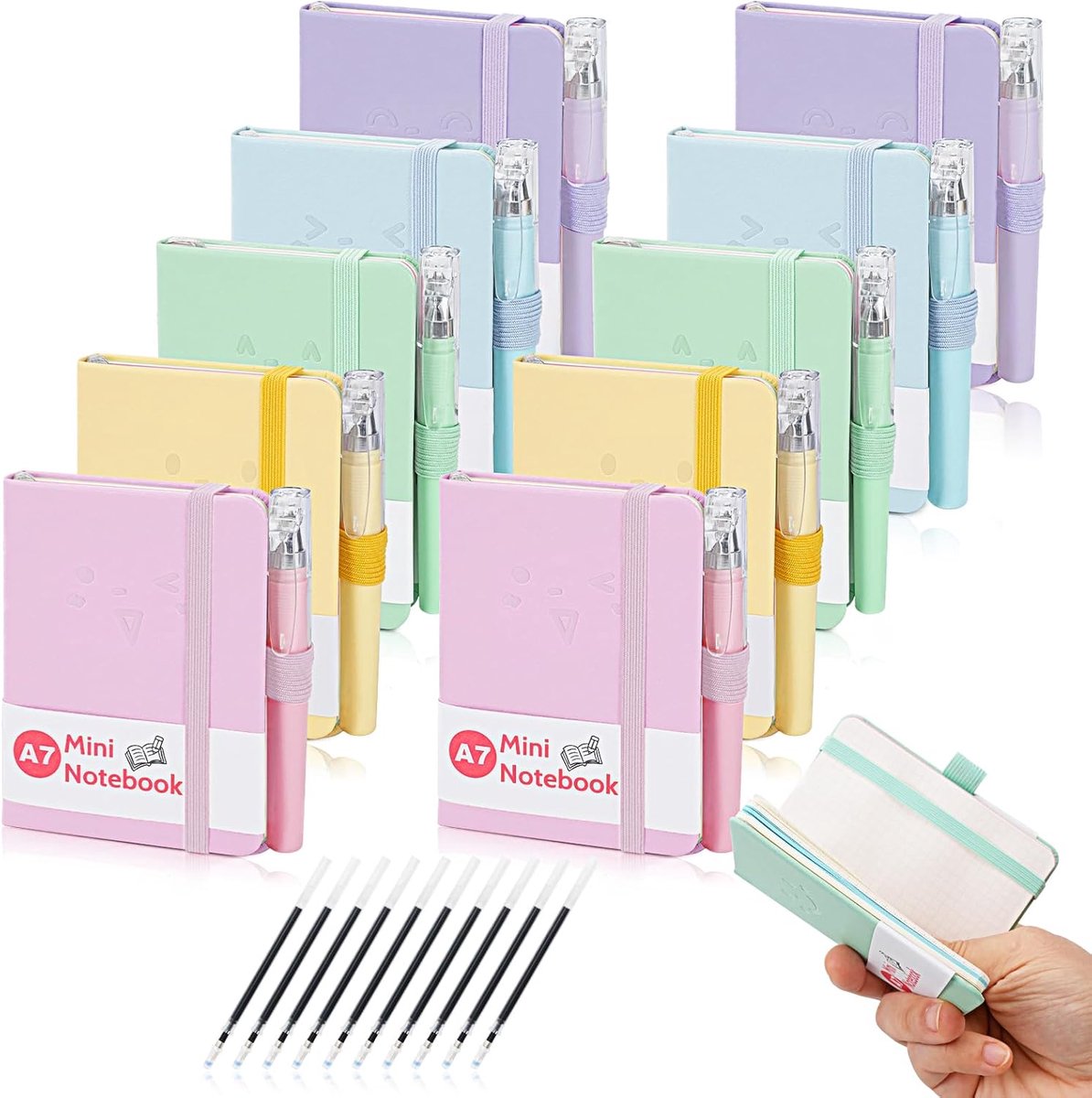 Zaknotitieboekjes A7 - mini-leren notitieboekje met pen - 10 stuks - ideaal voor school en reizen - ShopVlot