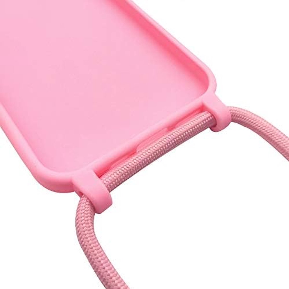 Compatibel voor iPhone 11 Pro Max,Crossbody Hoesje Verstelbare touw Cover,Siliconen Lanyard Case Cord Strap Schokbestendig shell TPU Bumper-Zand roze
