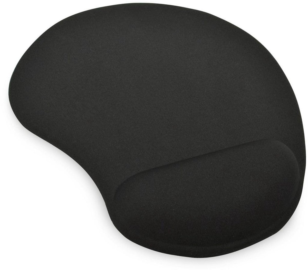 Muismat met polssteun - zwart - polyester + PU gel - ergonomisch werken - ShopVlot