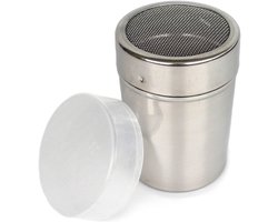 Tredoni 350ml Roestvrijstalen Poeder Stofdoek Dispenser +Deksel, Slimme Cap-Lock, Poedersuiker/Meel/Kaneel/Cacao Stofdoek Shaker