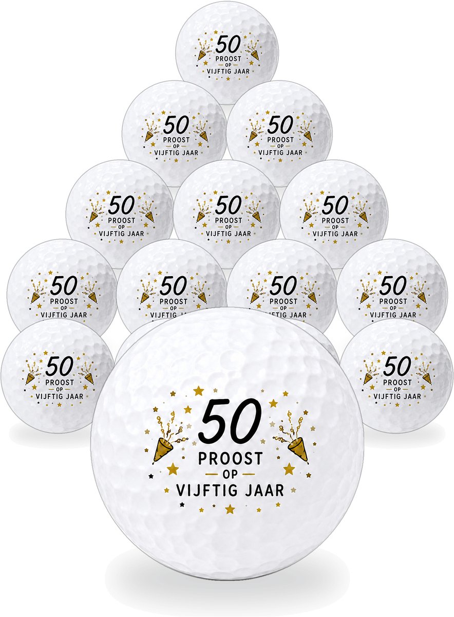 Wilson Golfballen 50 Jaar Abraham Sarah - Verjaardag Golf Cadeau - 15 stuks - Bedrukte Golfballen