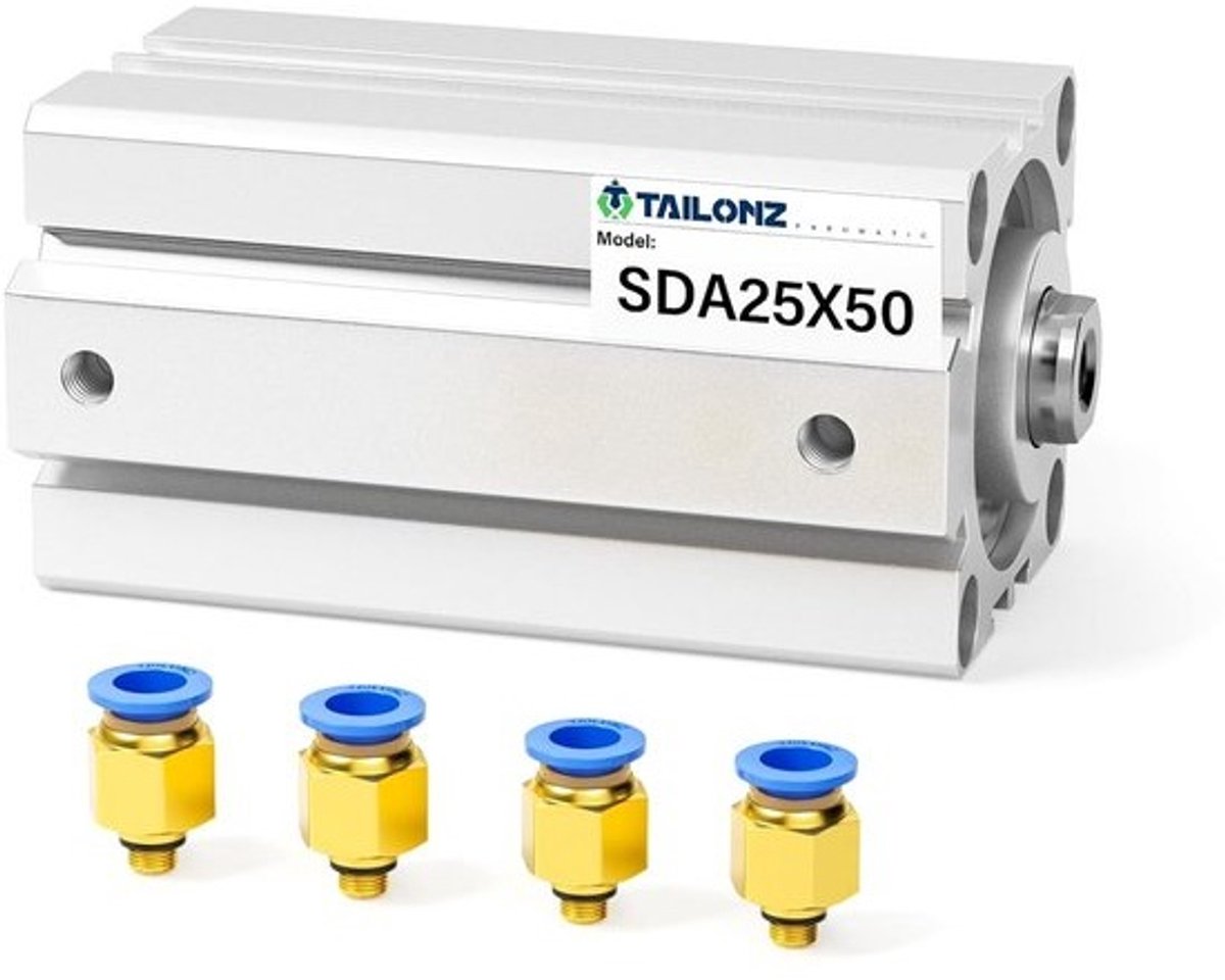 Pneumatische Luchtcilinder Dun Model 25mm Boring 50mm Slag, Aluminium Cilinder