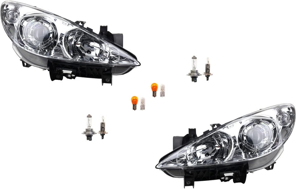 Koplampen halogeen HSW geschikt voor Peugeot 307 07/05- met lampenset LR