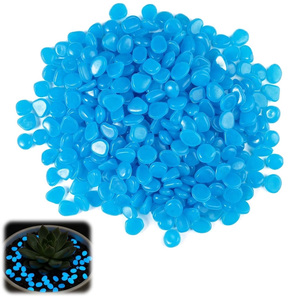 400 Stuks Blauwe Lichtstenen, Lichtkiezelstenen Klein, Lichtgevende Stenen | voor de Tuin, Buiten, Wegdecoratie, Aquarium, Bloembedden, Terras, Gazon
