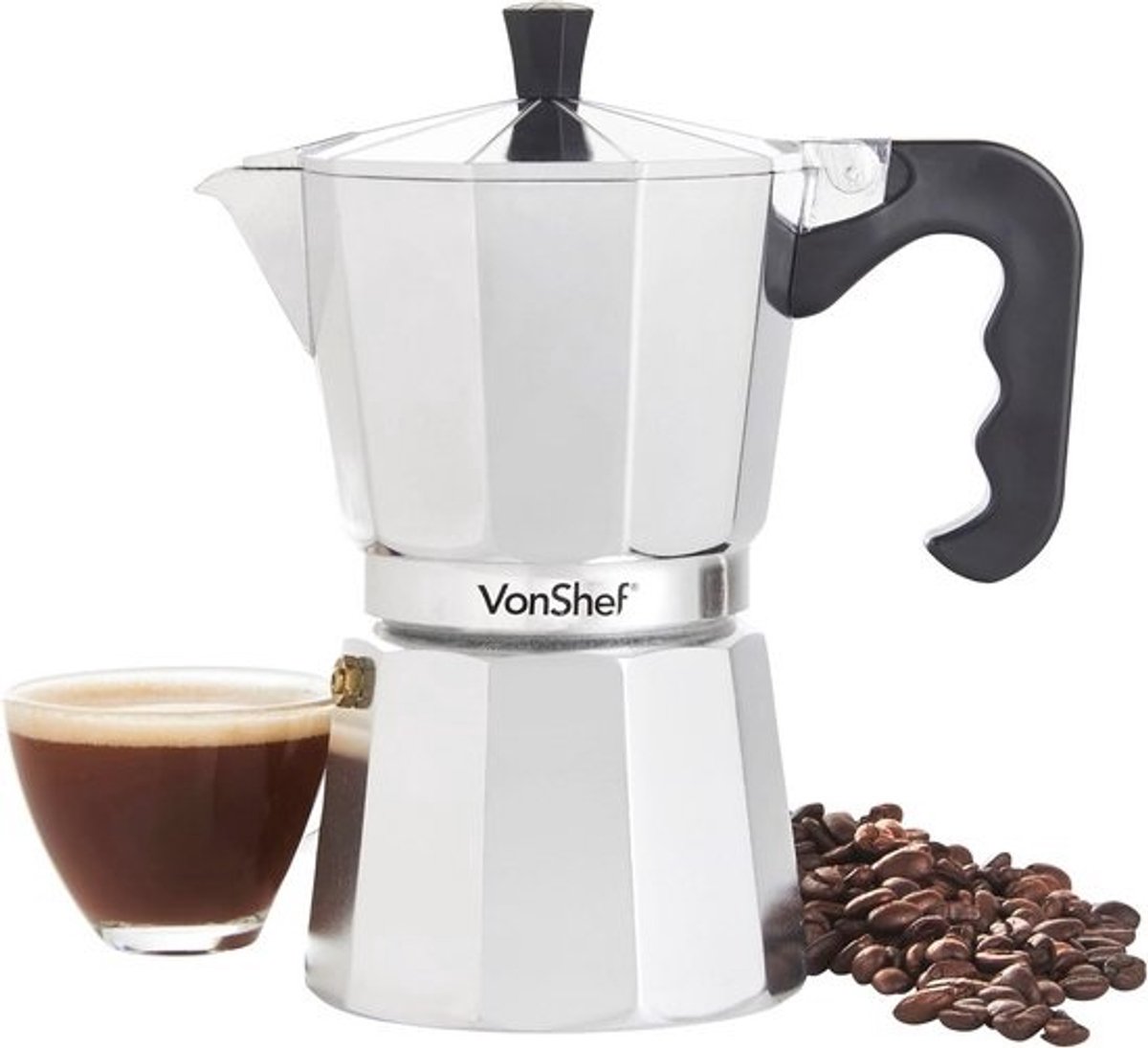 Aluminium Moka Pan voor 6 Kopjes - 300ml Espressomachine voor Gas- en Elektrisch Fornuis