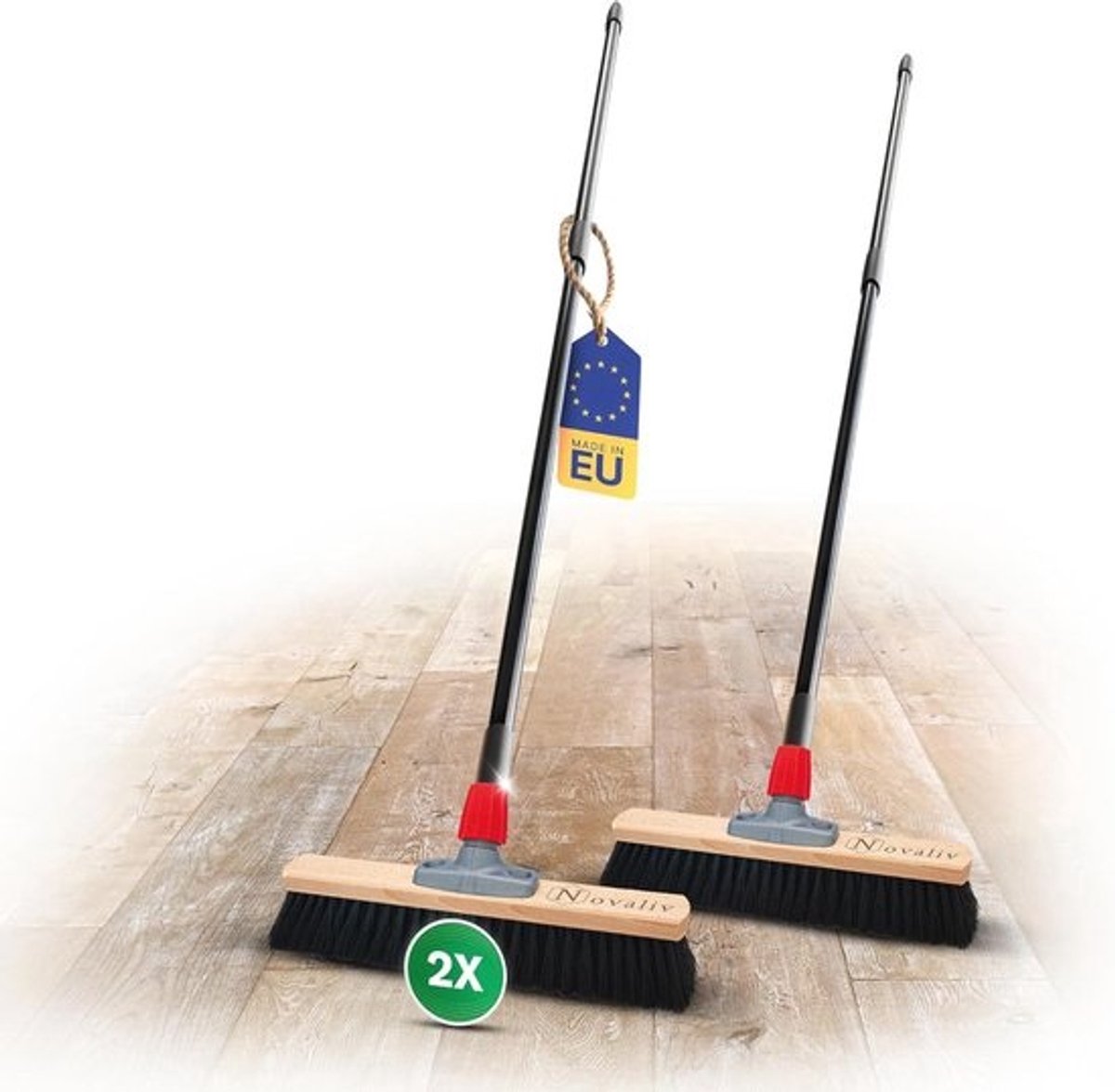 Telescopische paardenhaarbezem met steel - 40 cm breed - multifunctionele veegbezem voor huis en tuin