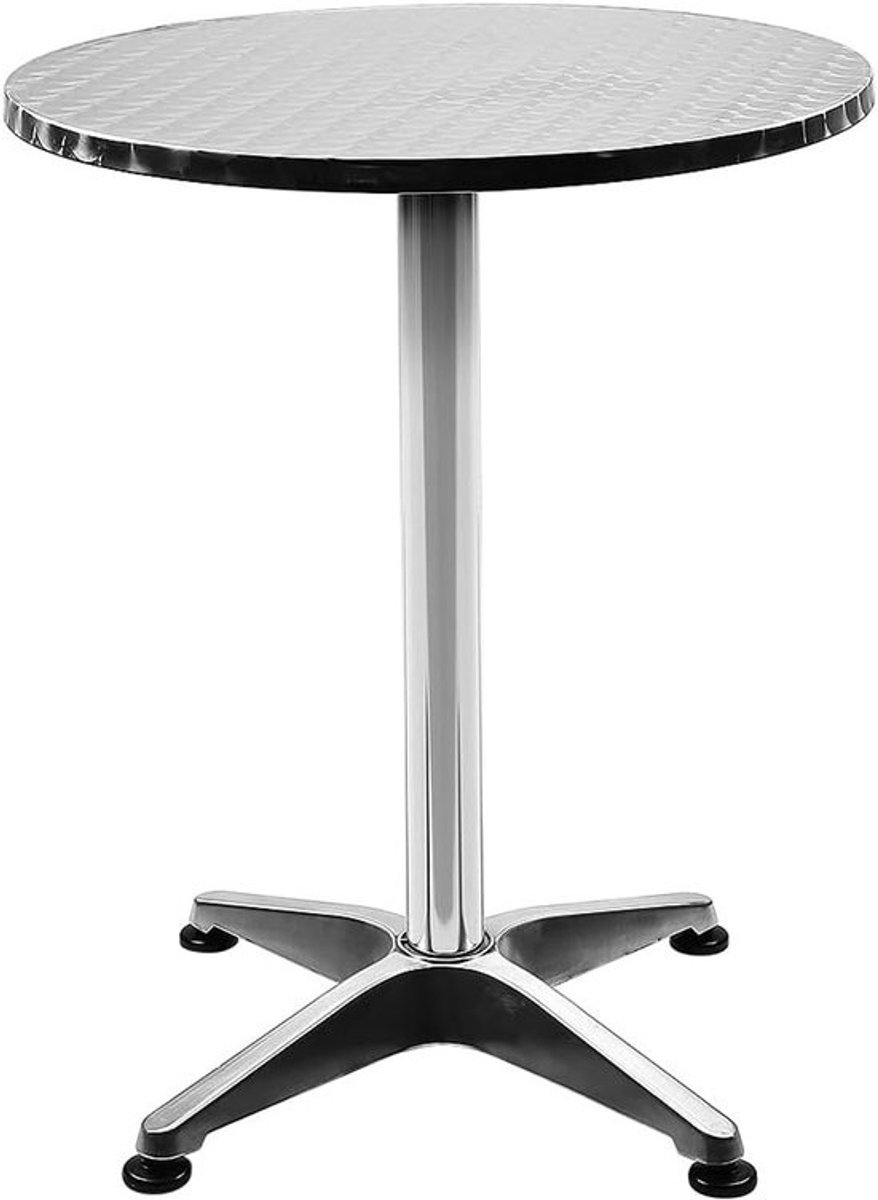 Bartafel - Eettafel Bistro - Ruimte Besparen - Verstelbare Hoogte - Ø 60 cm - Zilverkleurig
