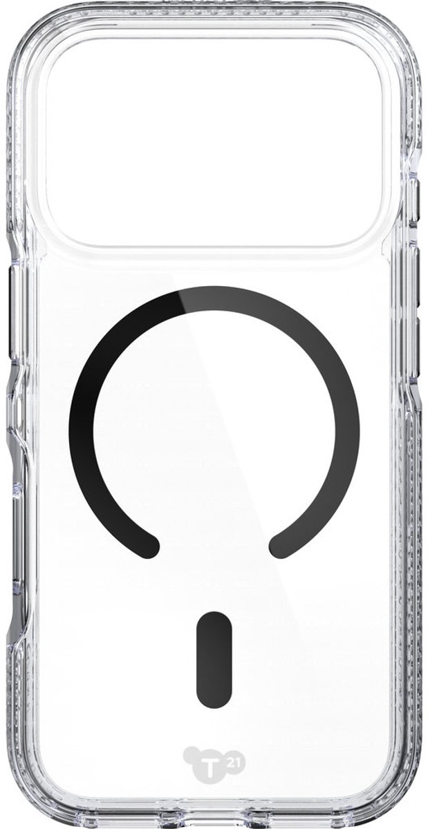 Tech21 Hoesje geschikt voor Apple iPhone 17 Pro MagSafe Telefoonhoesje Hardcase | Tech21 EvoCrystal Backcover | Geschikt voor MagSafe | Geschikt voor Draadloos Opladen met Magnetische Ring | Geschikt voor MagSafe Case - Transparant / Zwart