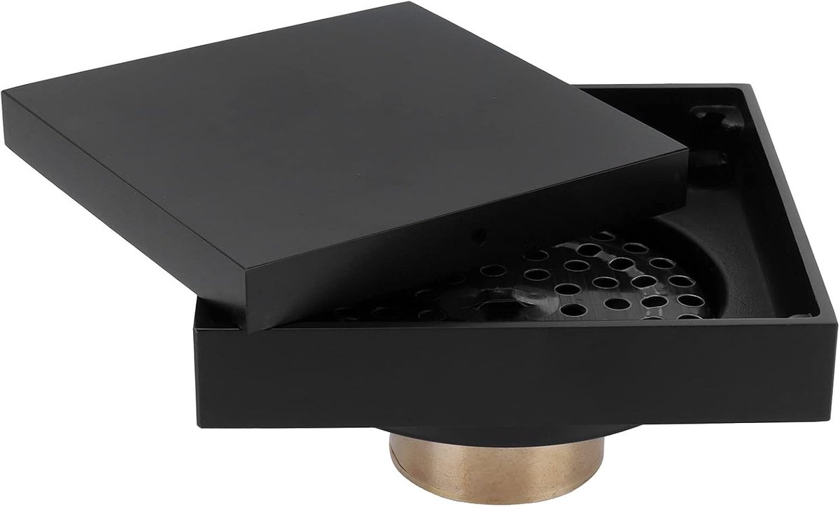 Duurzame en stijlvolle afvoer voor badkamer en keuken - 10x10 cm, zwart, anti-geur, roestvrij koper, ideaal voor douche en wastafel