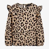 TwoDay meisjes blouse met panterprint en ruches - Bruin - Maat 92