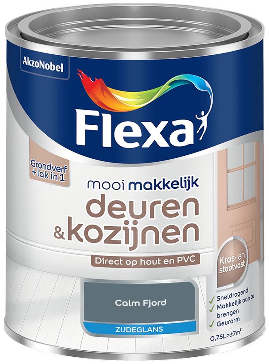 Flexa - Mooi Makkelijk Deuren & Kozijnen Zijdeglans - Calm Fjord - 750 Ml - Kleur Van Het Jaar 2027