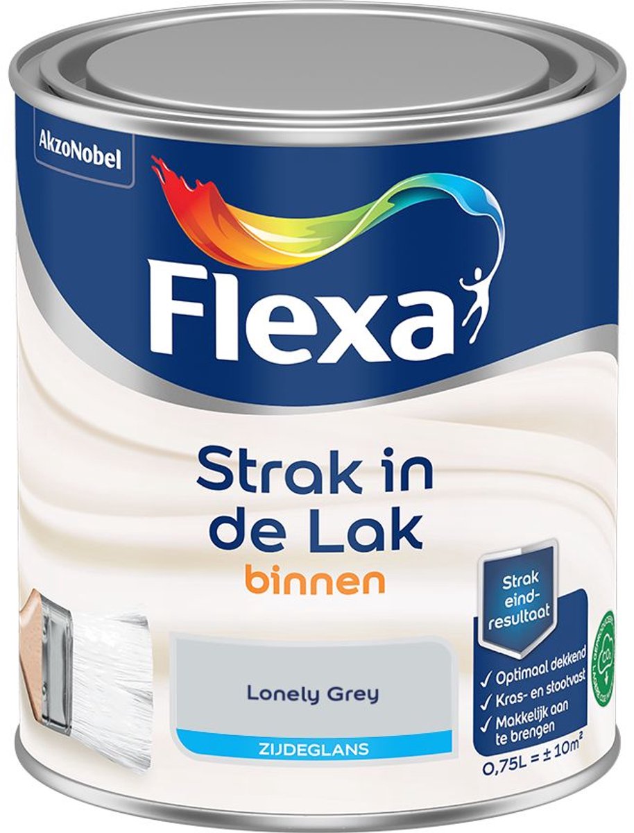 Flexa - Strak In De Lak Binnenlak Zijdeglans - Lonely Grey - 750 Ml - Kleur Van Het Jaar 2027