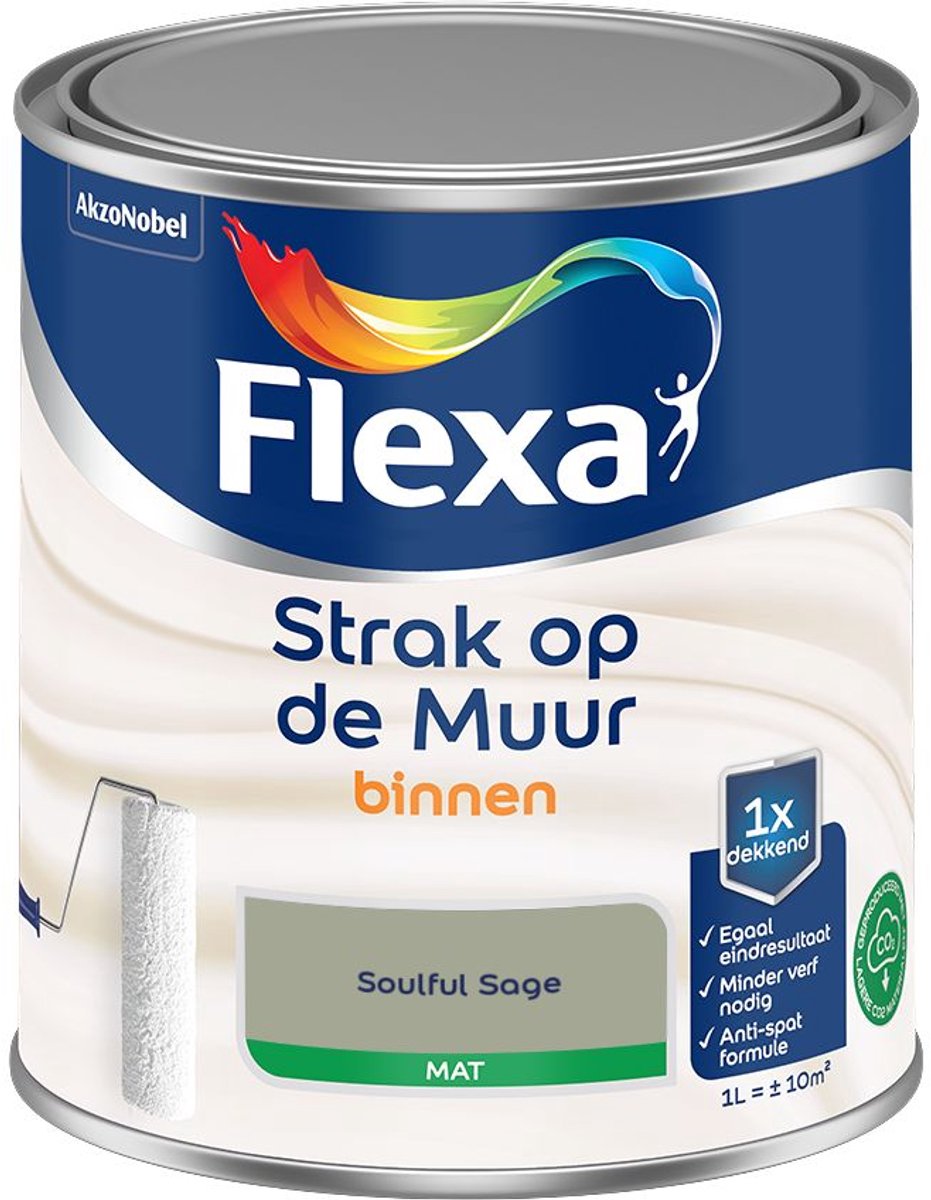Flexa - Strak Op De Muur Binnen Mat - Soulful Sage - 1 L - Kleur Van Het Jaar 2027