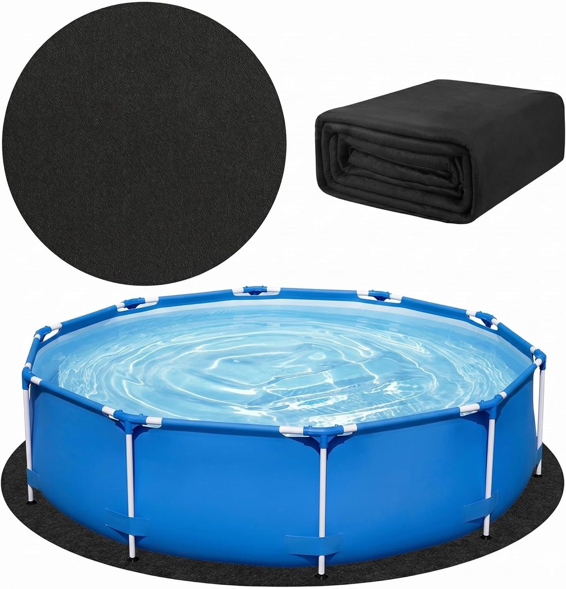 Ronde Zwembadmat 370 cm - Beschermende Grondmat voor Buitenzwembaden en Whirlpool, Scheurvast en Duurzaam, Verleng de Levensduur van uw Zwembadvloer