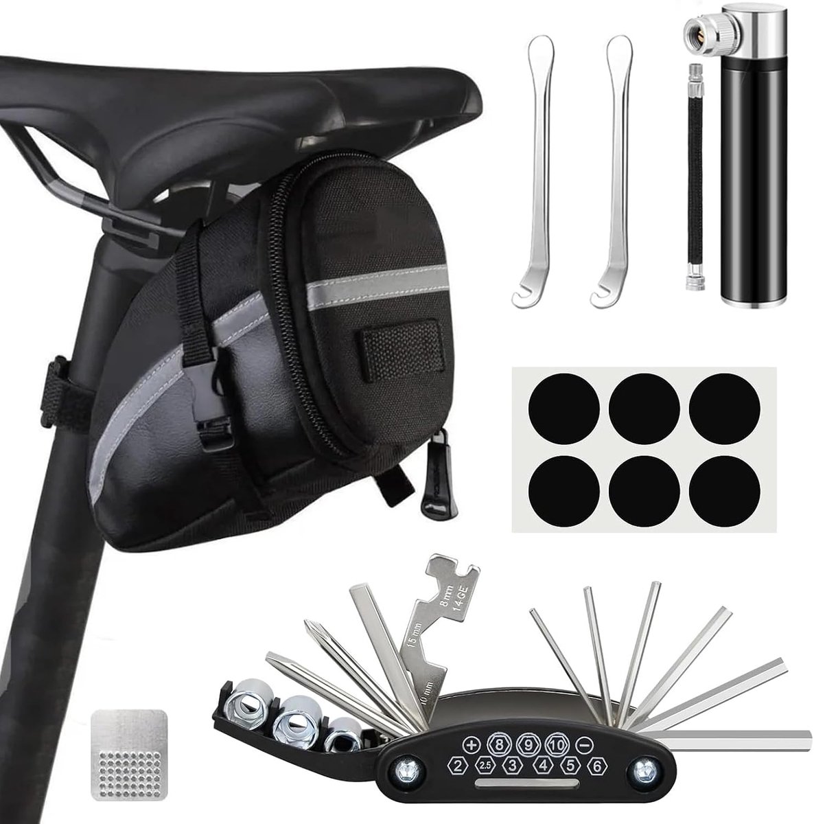 Fietsreparatieset voor onderweg, multitool zadeltas voor fiets, MTB