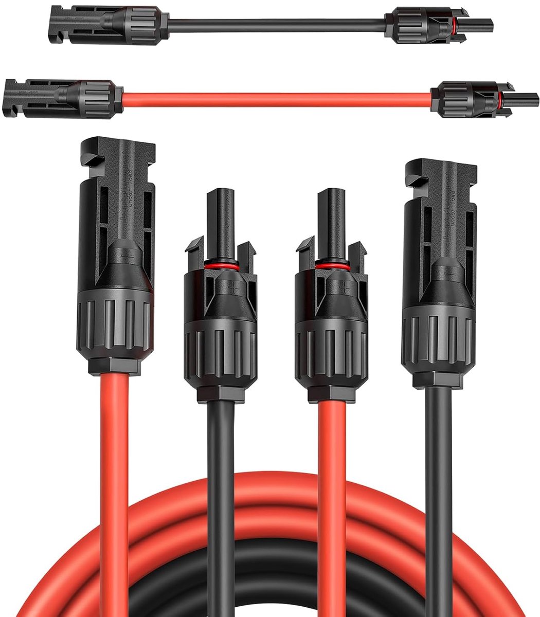 Verlengkabel, 1 meter, 6 mm², zonnekabel 6 mm², zonnestekker, zonnekabel, verlenging, PV-kabel 6 mm², IP67 fotovoltaïsche kabel voor PV-zonne-installatie en balkonkrachtcentrale