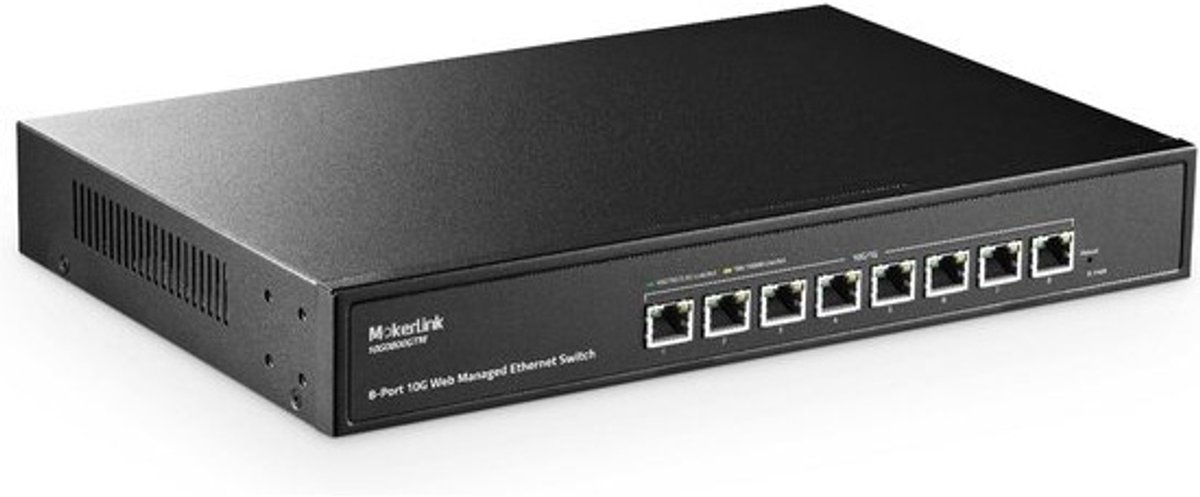 Netwerk Switch - Ethernet Hub - Snelle Dataoverdracht - 8 Poorten 10 Gigabit - 160 Gbps Bandbreedte - Zwart