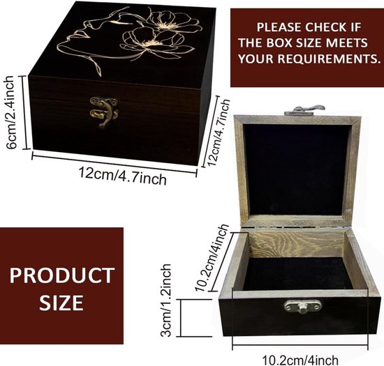 Arricraft 1 st Houten Souvenir Doos, Vrouwelijke Zijprofiel Patronen Decoratieve Opbergdoos Sieraden Organizer Gegraveerde Houten Geheugendoos met Deksels voor het Opslag Keepsakes Cosmetica — afbeelding 2