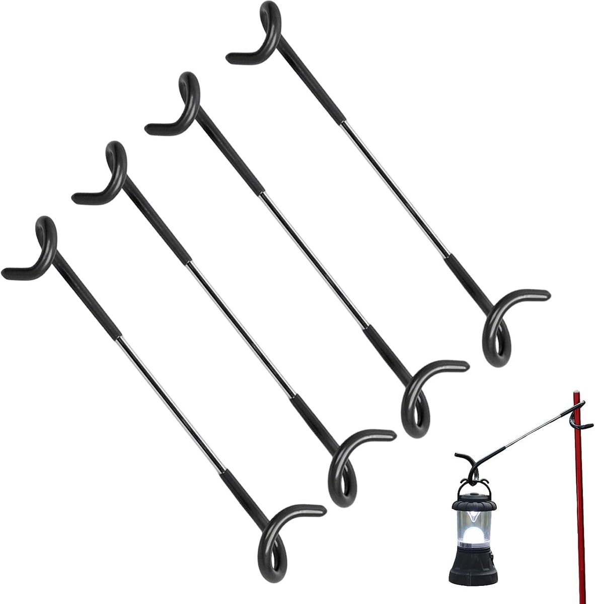 4 Stuks Ophanging voor Tentlantaarn, Lantaarnhouders voor Camping, Tweekoppig Camping Lantaarnhaak, voor Camping Opknoping Lantaarns Waterkoker Vuilniszakken