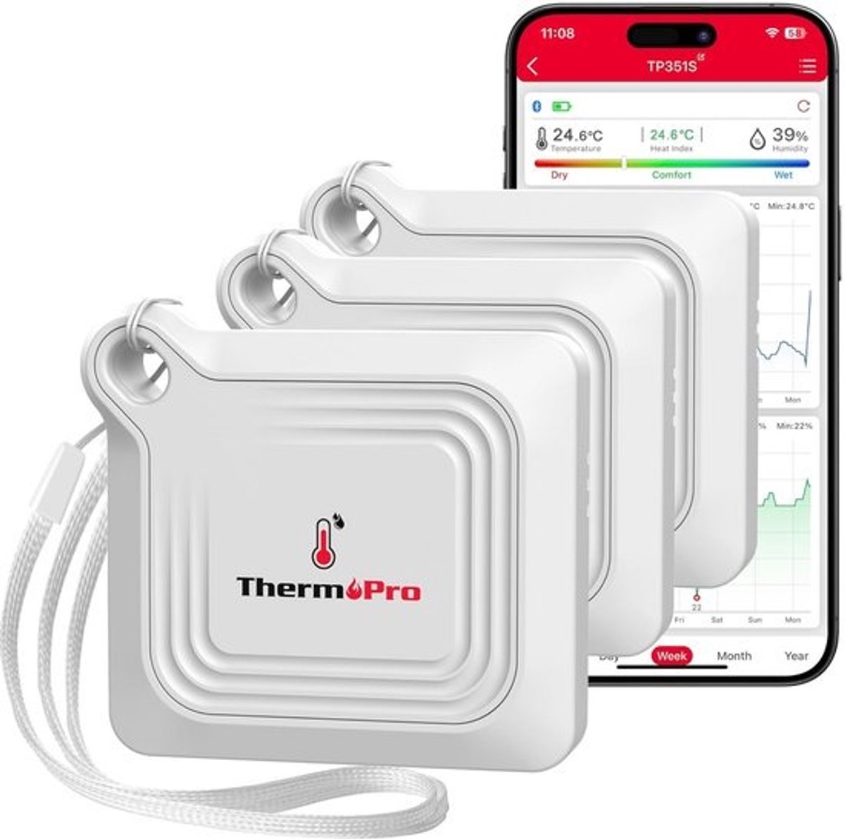 Draadloze Thermometer en Hygrometer met Bluetooth: Temperatuur en Vochtigheid Monitor met App & Dataopslag