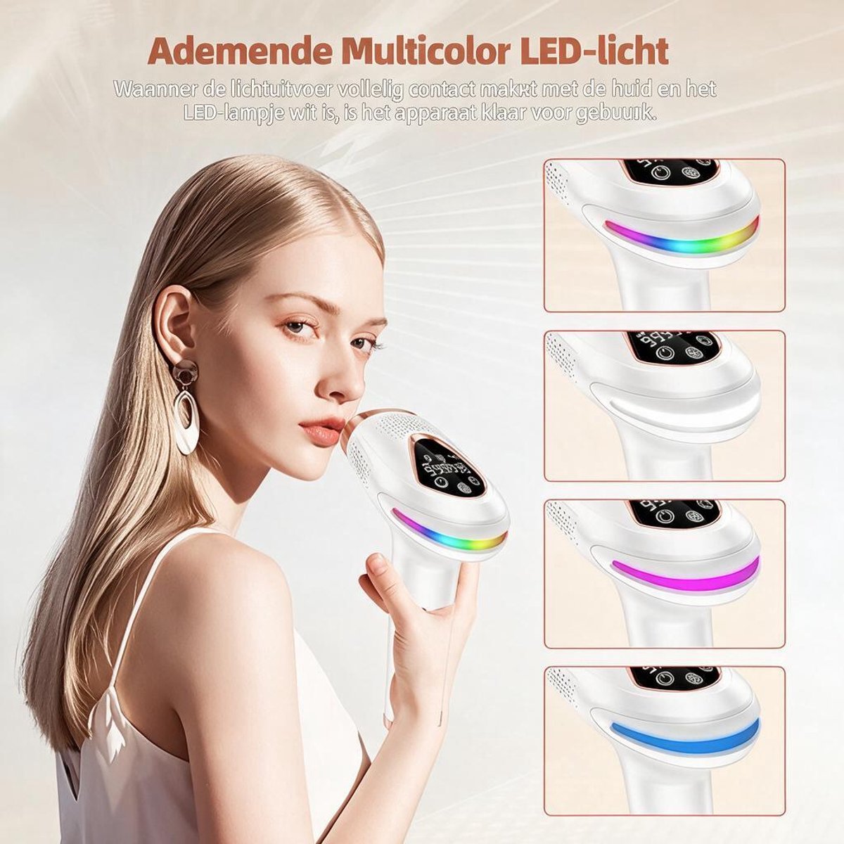 IPL Laser Ontharingsapparaat - Laser Ontharing - Pijnloos Ontharen met Ice Cooling - Permanente Ontharing voor alle Lichaamsdelen - voor Mannen en Vrouwen - 9 Verschillende Standen - Inclusief Beschermbril en Scheermes - Epileerapparaat Dames thumbnail 2