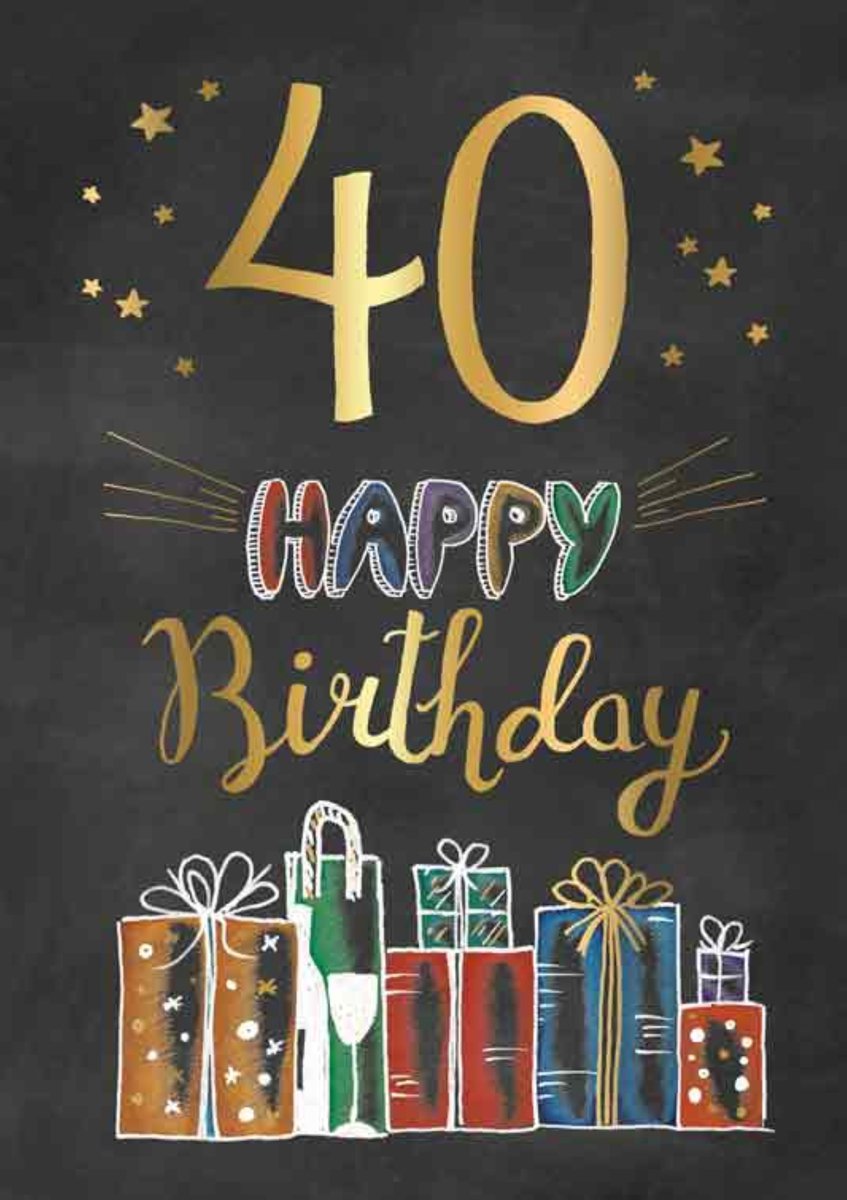 Luxe Wenskaart Verjaardag 40 Jaar - Wenskaarten - Verjaardagskaart - 40 - Leeftdijdskaart - Jarig - Happy Birthday - Geburtstag - Anniversary - Serie Sketch'd - Artige - Kaart - 1 Stuks - In Folie - Gratis Verzonden - Hoge Afnamekortingen - 12x17cm