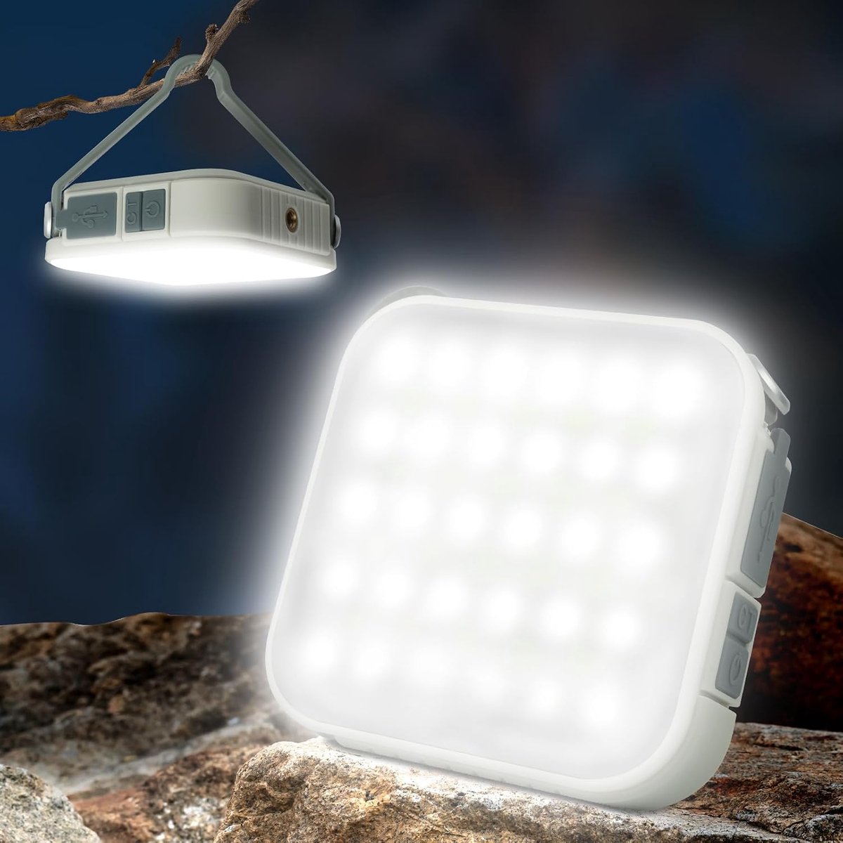 Camping Lantaarn Oplaadbaar, 800LM Camping Lights met 4 Lichtmodi, 4800mAh Super Heldere Noodverlichting tot 48 uur, IPX5 Waterdicht Werklicht voor Camping, Wandelen, Power Cuts etc
