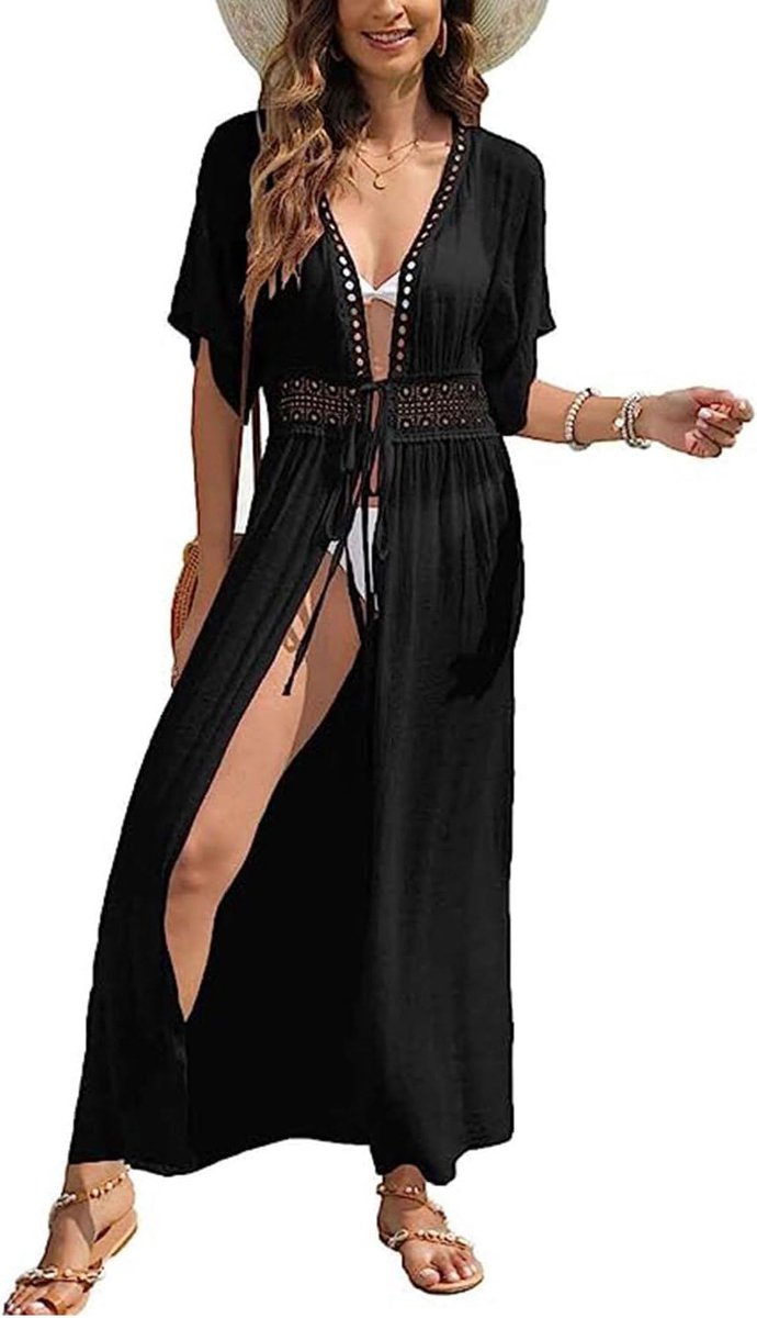 strandjurk voor dames, Boheemse stijl, strandjas, badpak, kant, gehaakte jurk, bikini-cover-up, pareo-jurk