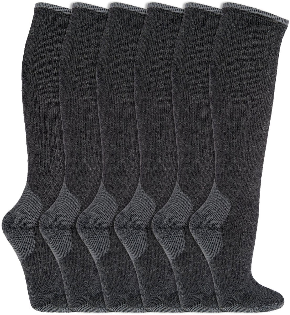 Extra Warme Kniekousen | Ski Sokken | Scheurvast | Merk: Socks4fun | Maat: 39 T/M 50 | Kleur: Grijs | 6 Paar