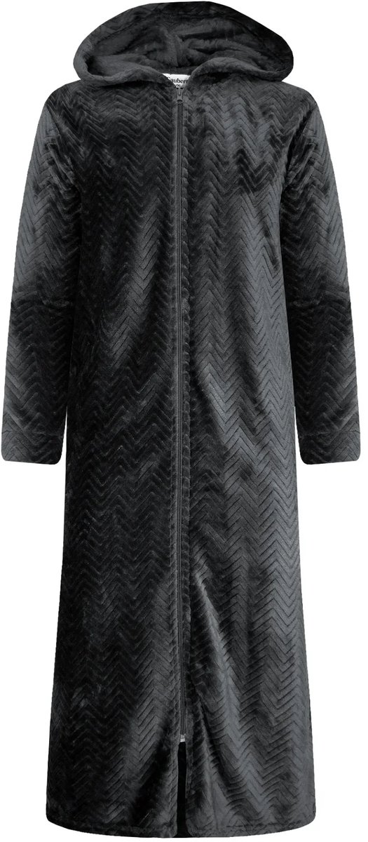 Gaubert® Gaubert Dames Extra Lange Fleece Badjas Met Rits En Capuchon – Zwart