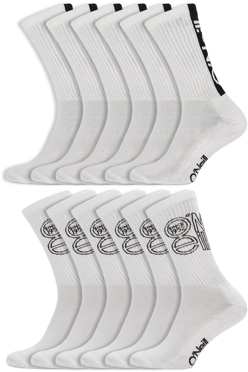 12 Paar O’neill Sportsokken Backside Logo Dames En Heren Katoen Wit