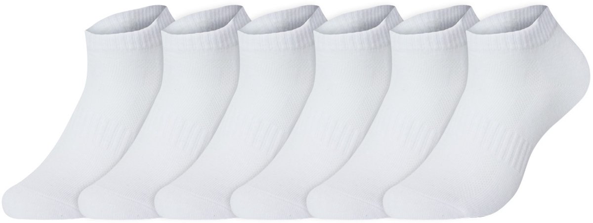 Sneaker Sportsokken | Ventilatie | Ondersteunend | Katoen | Merk: Benyson | Kleur: Wit | Maat: 39-42/ 43-46 | Geslacht: Dames En Heren | 6 Paar