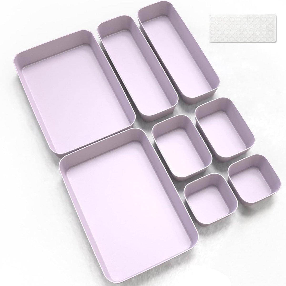 Praktische 8-delige Lade Organizer voor Keuken, Badkamer en Kantoor - Plastic Scheiders met Siliconen Matten voor Cosmetica en Specerijen Opslag
