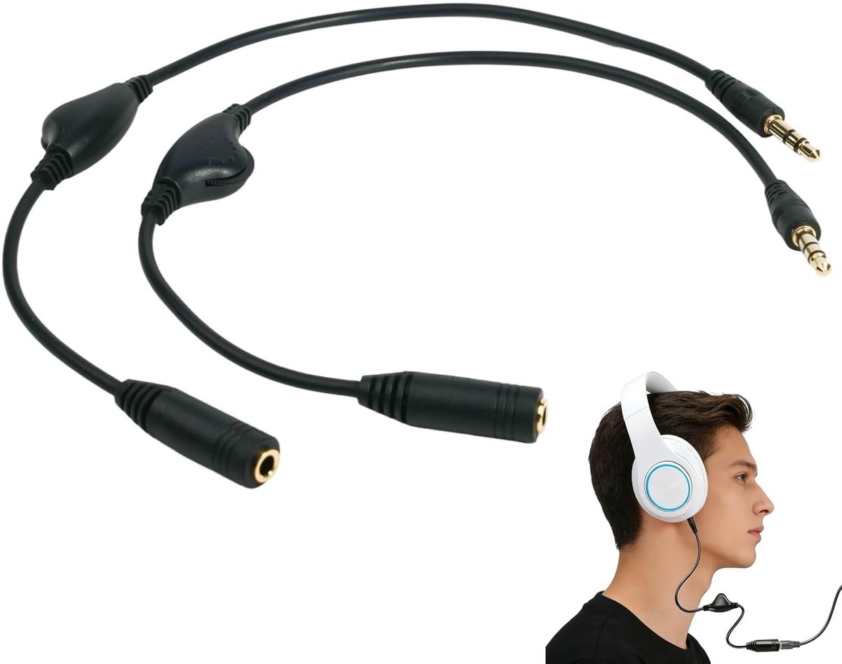3,5 mm Male naar Female Verlengkabel met Volume Controle - 2 Stuks, Goud Geplated Stereo Audio Jack voor PC, Smartphone, Tablet en Hoofdtelefoon