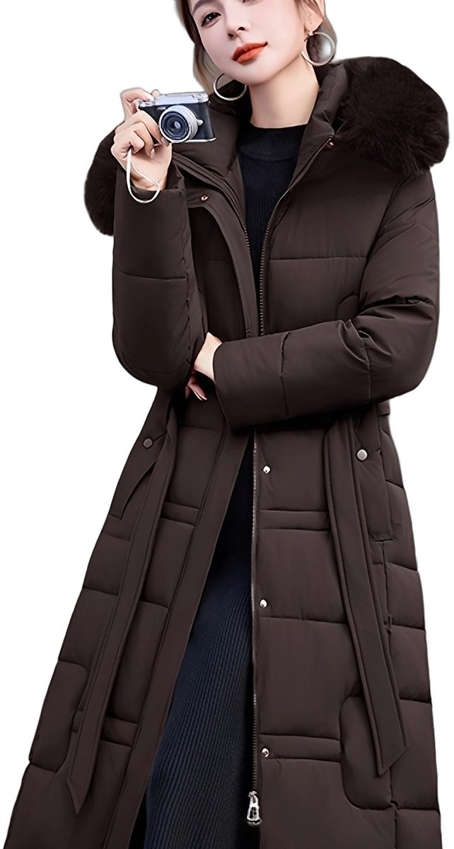 Currero Winterjas Parka Dames Lange Jas Dames Wintermantel Overjas Gewatteerd Waterdicht Winter Stijlvol Mantel Vrouwen Volwassen Paarse Koffie