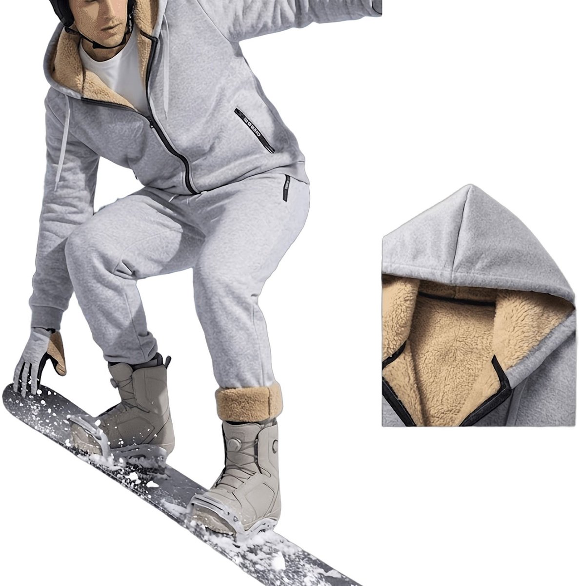 Currero Skipak Heren Ski Set Heren Skibroek Wintersportkleding Winddicht Warm Gevoerd Ski en Snowboard Skikleding Winter Lichtgrijs
