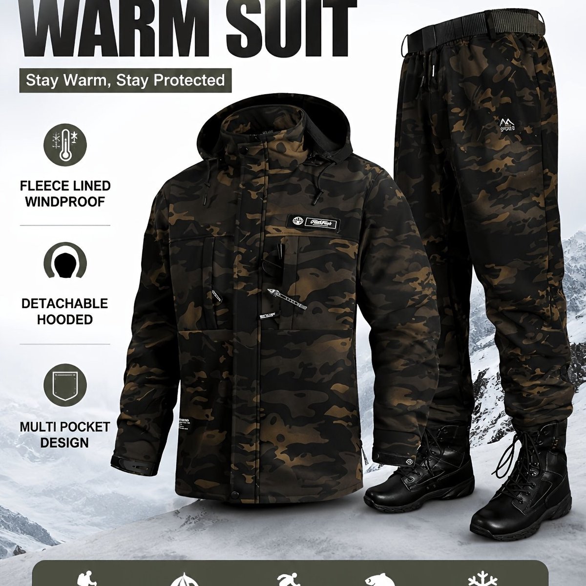 Currero Skipak Heren Ski Set Heren Skibroek Wintersportkleding Winddicht Warm Gevoerd Ski en Snowboard Skikleding Winter Leger Leer