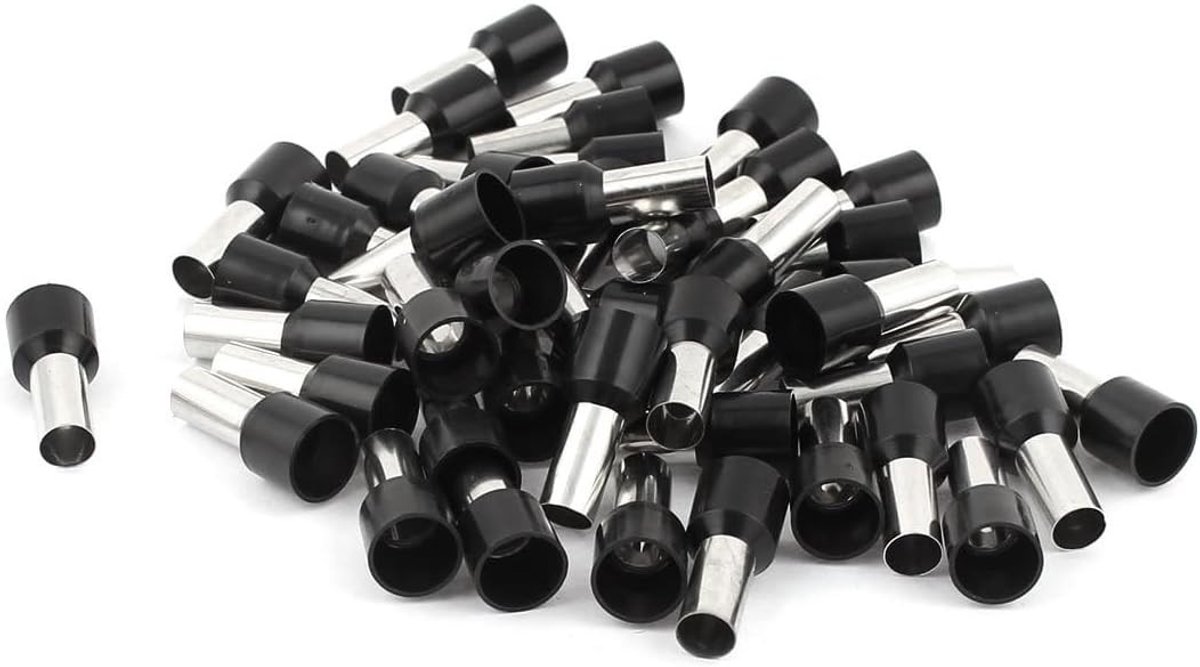50 Stuks 16mm2 Crimp Terminal Bootlace Ferrule Connector Zwart voor Elektrische Verbindingen en Kabelbeheer