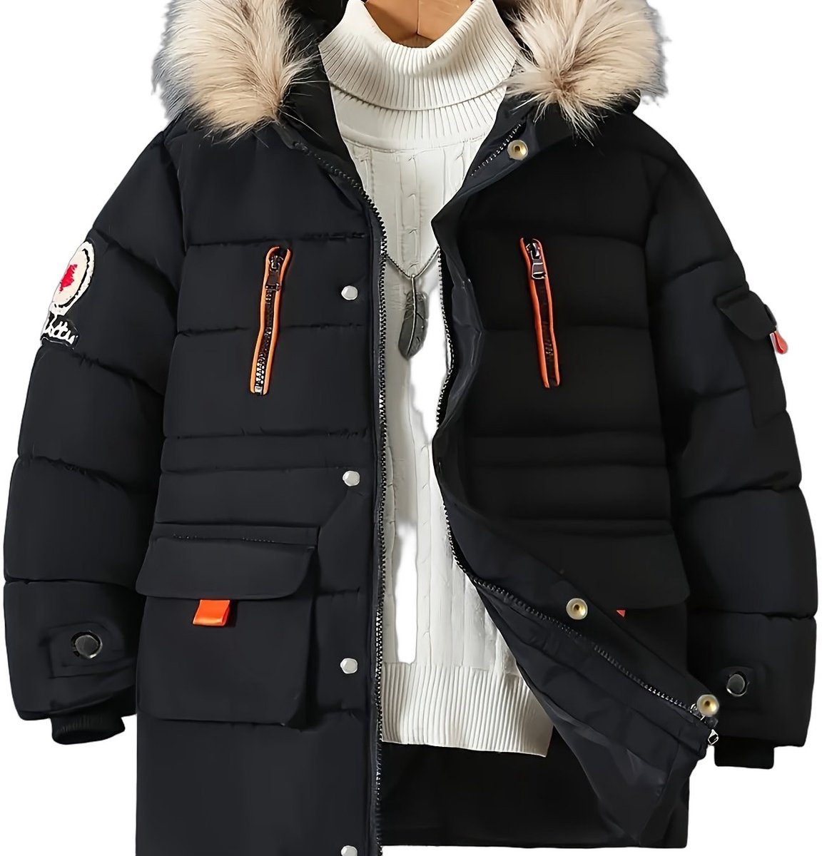 Currero Winterjas Parka Jongens Lange Jas Wintermantel Overjas Gewatteerd Waterdicht Winter Stijlvol Mantel Kinderen 11 Jaar Zwart