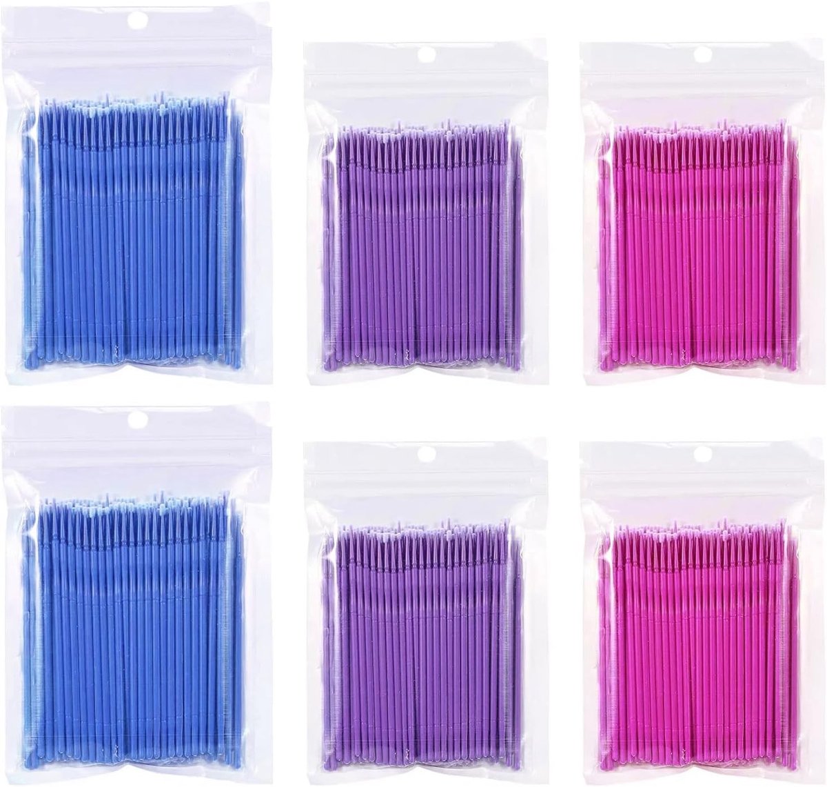 Disposable Micro Applicators voor Wimperextensions - 600 Stuks in 3 Kleuren voor Make-up en Tandheelkundige Zorg