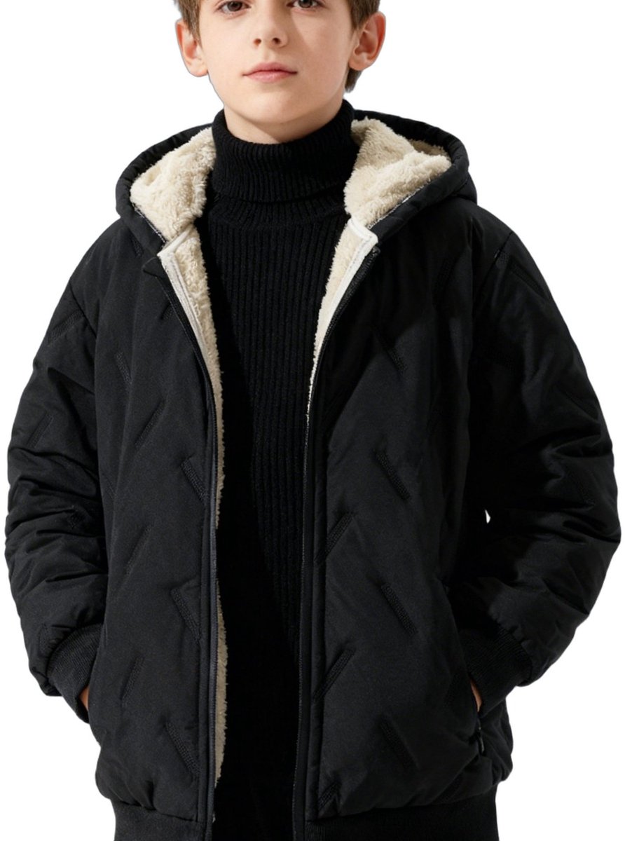 Currero Winterjas Parka Jongens Lange Jas Wintermantel Overjas Gewatteerd Waterdicht Winter Stijlvol Mantel Kinderen De 7-8 Jaar Kleur Van De Nachtelijke Hemel