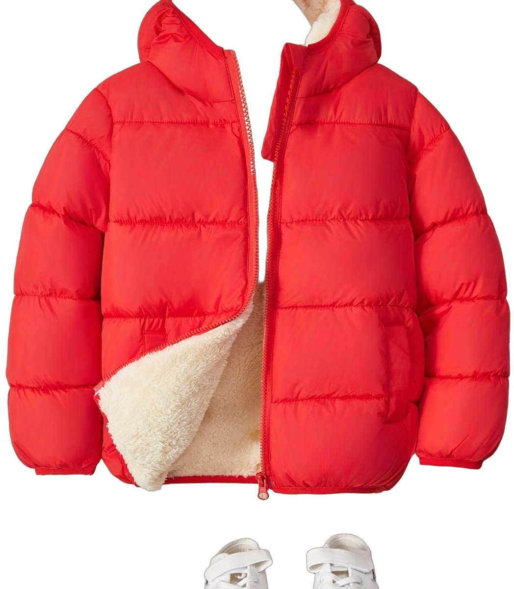Currero Winterjas Parka Jongens Lange Jas Wintermantel Overjas Gewatteerd Waterdicht Winter Stijlvol Mantel Kinderen 1-2 Jaar Rood