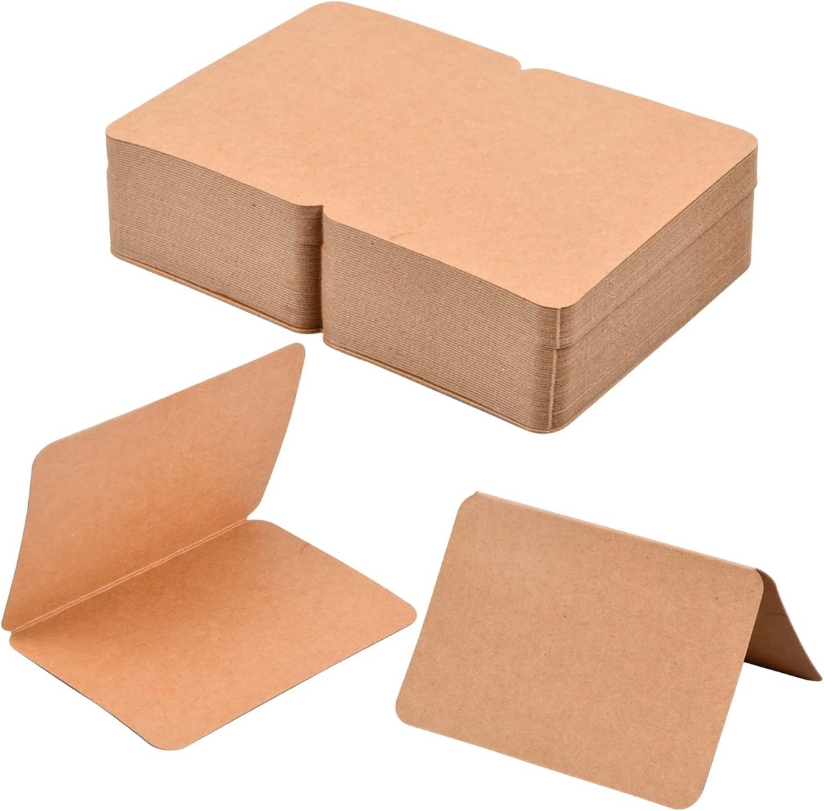 Vouwkaarten 100 stuks 10x14 cm van 300g kraftpapier met afgeronde hoeken voor diverse gelegenheden