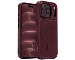 Hoesje Geschikt voor iPhone 18 Pro - Bordeaux rood - Geschikt voor MagSafe - Slank, Sterk en Shock proof