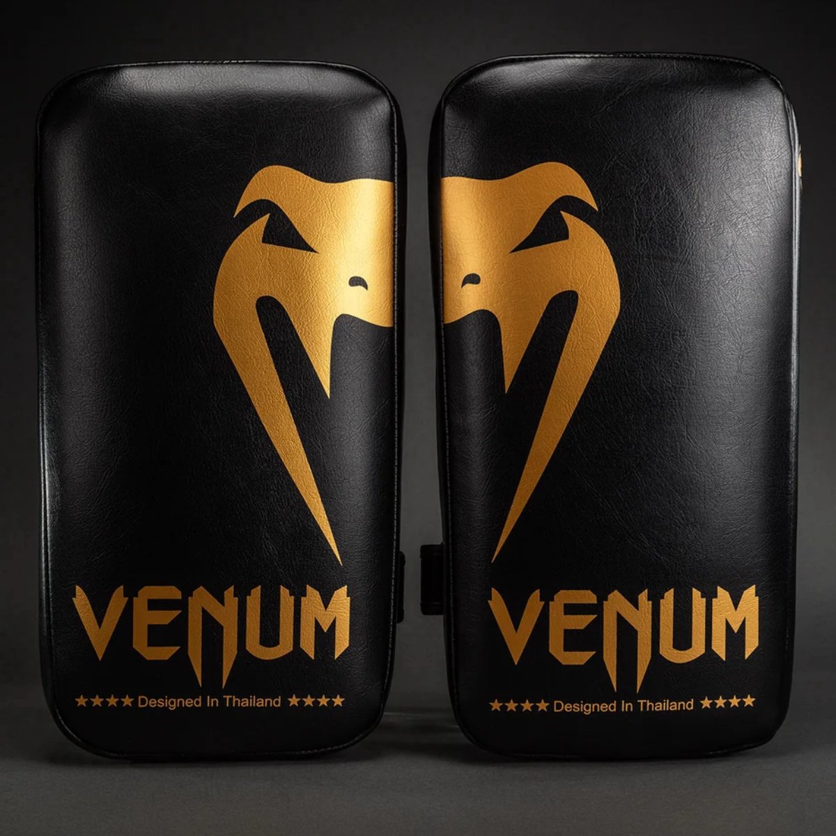 Venum Giant Kick Pads – Zwart/Goud (Pair) – Kickboxing & Muay Thai -