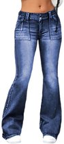 Dames Hoge Taille Flare Jeans Donkerblauwe Bootcut Jeans Trendy Denim Broek voor Alle Seizoenen