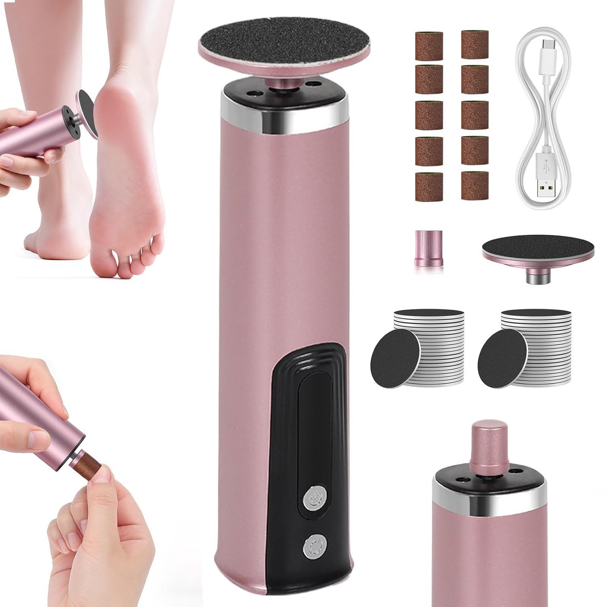 2-In-1 Elektrische Voeteeltverwijderaar - Professioneel Pedicure-Instrument - Voetvijl Met 6 Standen Verstelbaar